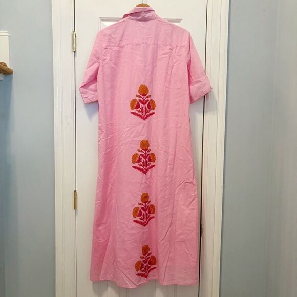 Madison Mathews Darien MIDI Dress Pink Block Print Size Small $198.00 - Picture 5 of 6